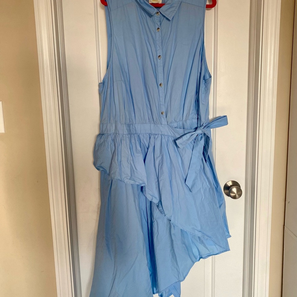 Anthropologie Maeve Light Blue Asymmetrical Dress - Picture 3 of 7